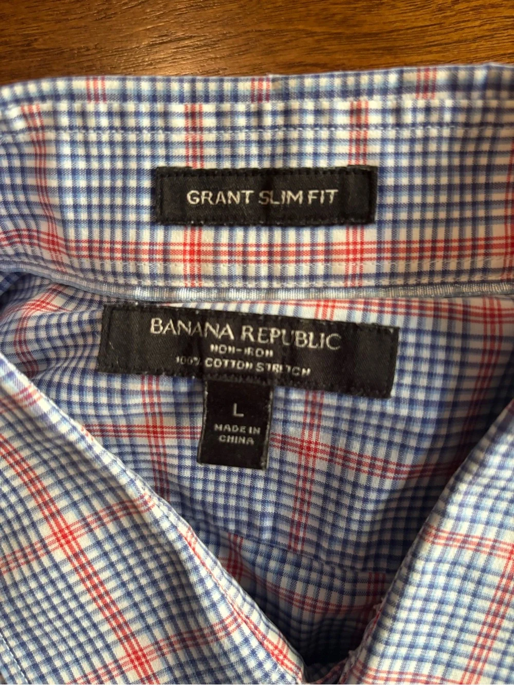 9 Men's Large Banana Republic Non-iron Button-Down Shirts - Blue, Green, Red.